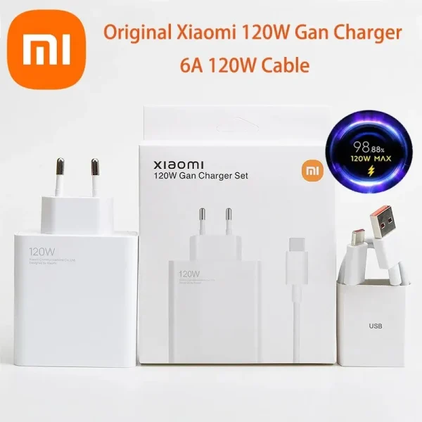 120W Fast Charger, Quick Charging Power Adapter With Mi Type-C Cable